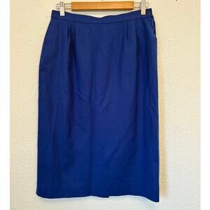 Vintage Pendleton Royal Blue Wool Skirt Pencil Knee Length Size 10 100% Wool